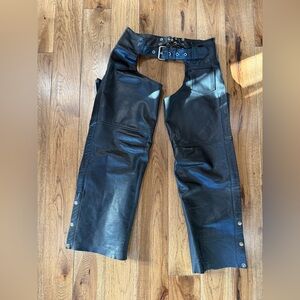 MM Black Leather Riding Chaps